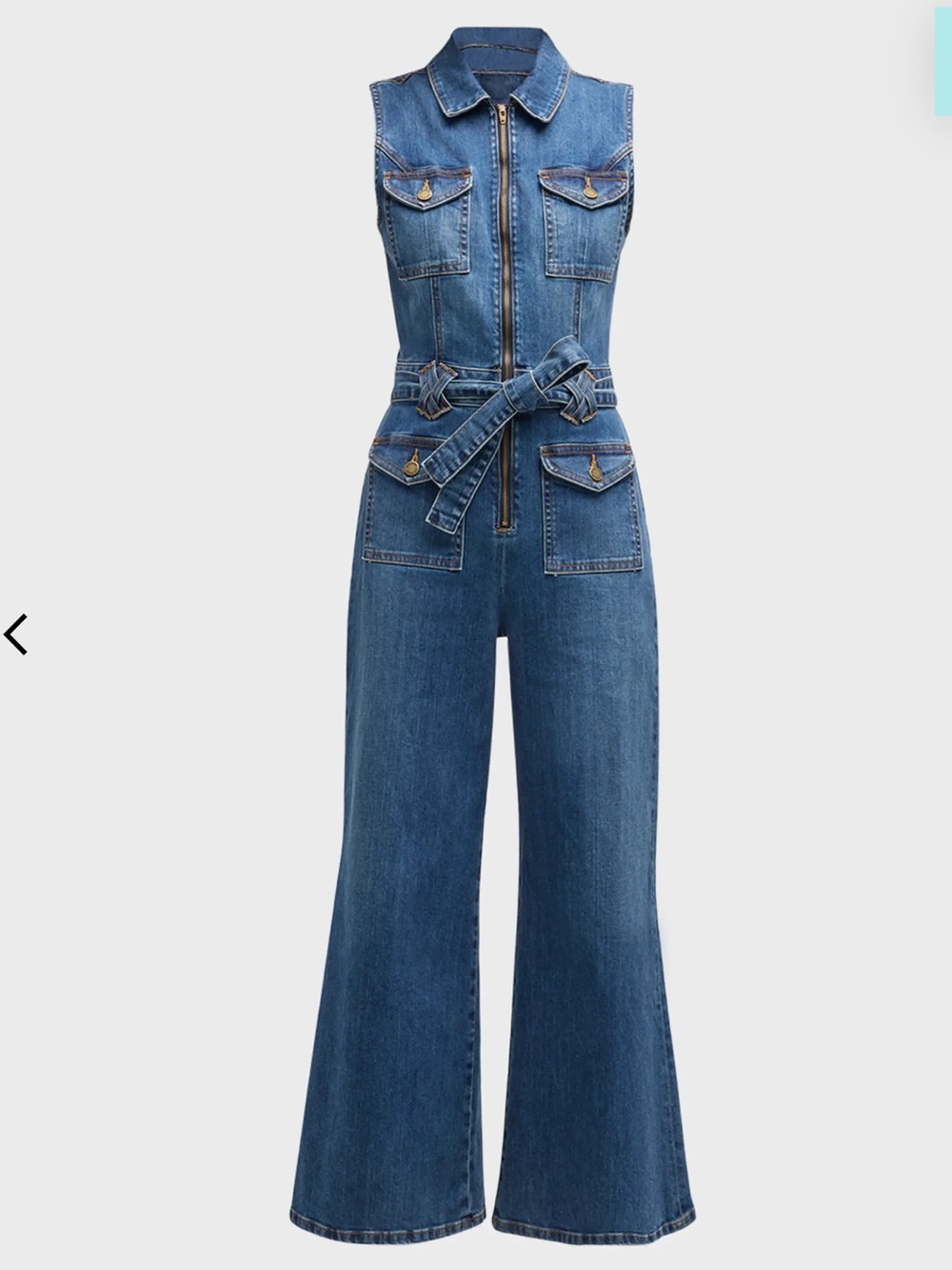 NWT Ramy Brook Bell Cropped Wide-Leg Denim Jumpsuit